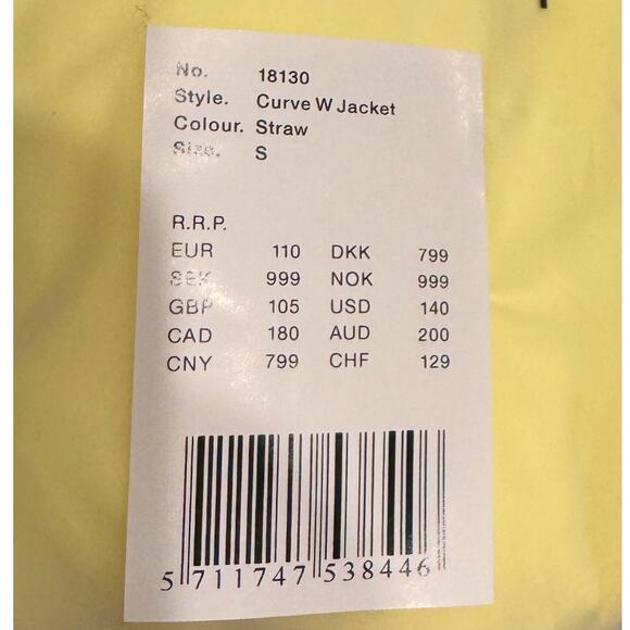 RAINS Jacket Curve Waterproof Rain Jacket in Straw Color (Yellow) Size Small - Picture 3 of 6